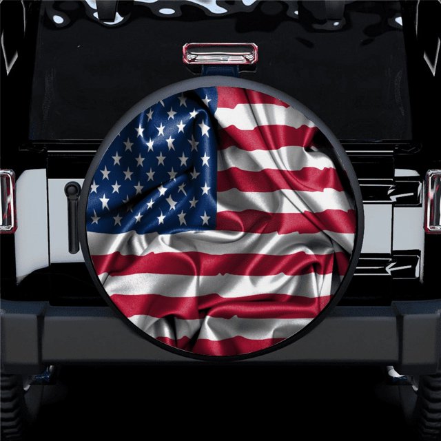 Housse de Pneu de Rechange Imprimée Drapeau Américain Imperméable Protecteur de Roue pour Voiture Camion SUV Camping-Car Remorque Rv 14 Pouces-17 Pouces