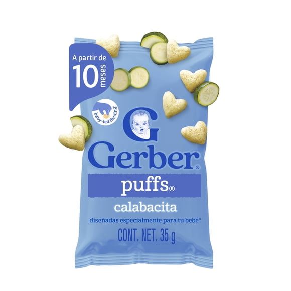 Snacks Gerber puffs etapa 3 sabor calabacita 35 g