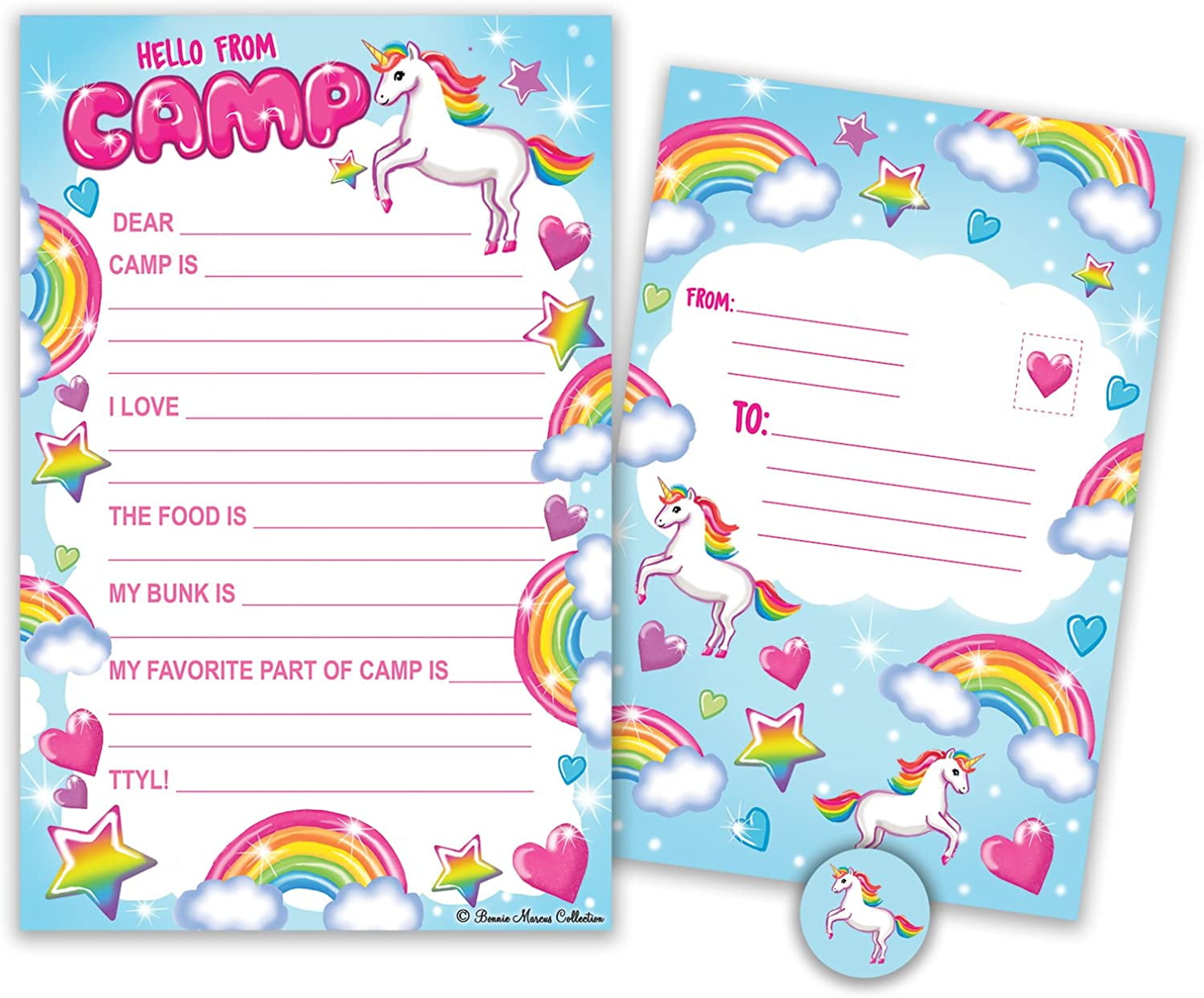 Kids Summer Camp Greeting Stationery Paper Set with Stickers Seal And