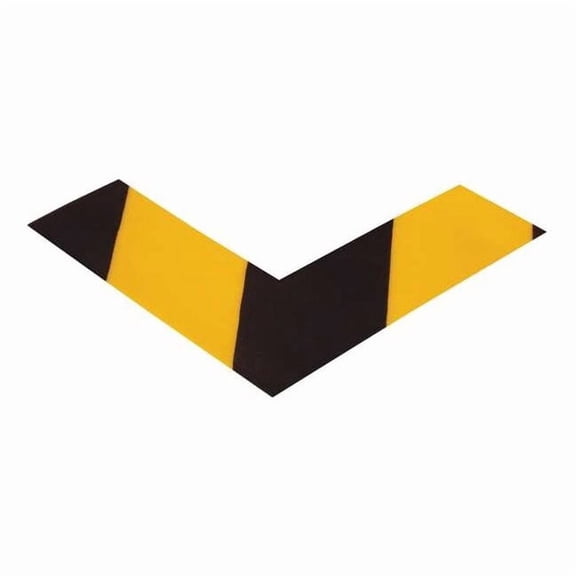 Mighty Line Floor Tape,Black/Yellow,2inx6in,L,PK100 ANGLEB&AMP;Y