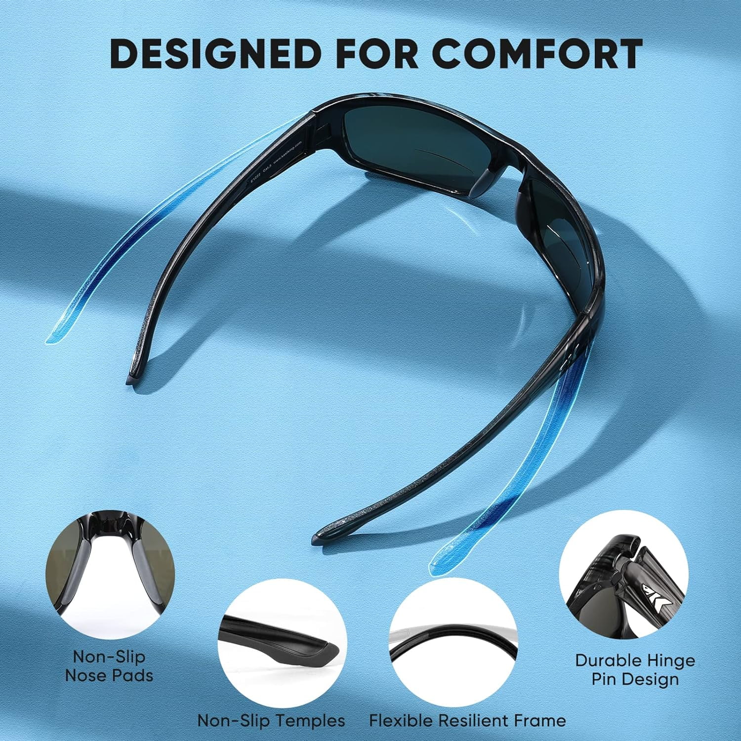 KastKing Ellijay Bifocal Polarized Sunglasses, Bi-Focal x1.5 x2.0 x2.5 Magnifications, Wrap Sport Reader Sunglasses