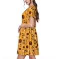 thumbnail image 2 of Lsque Modern Wood Grain Sunflower Print Women's Casual Dress T-Shirt Summer Short Sleeve Scoop Neck Swing Dresses, 2 of 6