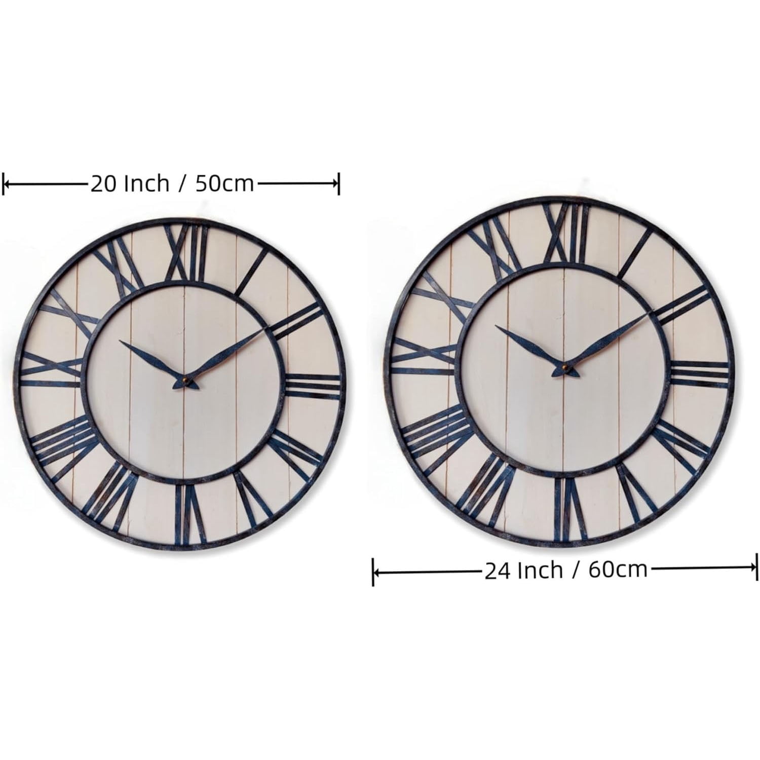 24 Inch Thicken & Heavy Large Metal Wall Clocks for Living Room Decor Large Decorative Clock Oversized,Big Roman Numeral Non Ticking