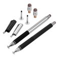 thumbnail image 1 of Tignapoo High-Quality 2-in-1 Touch Stylus Pen with Nano Conductive Fabric Tip & Suction Cup - Metal Capacitive Stylus with Clip, Available in Black/Silver, Includes Bonus Tips (2 Disc + 2 Fiber), 1 of 6