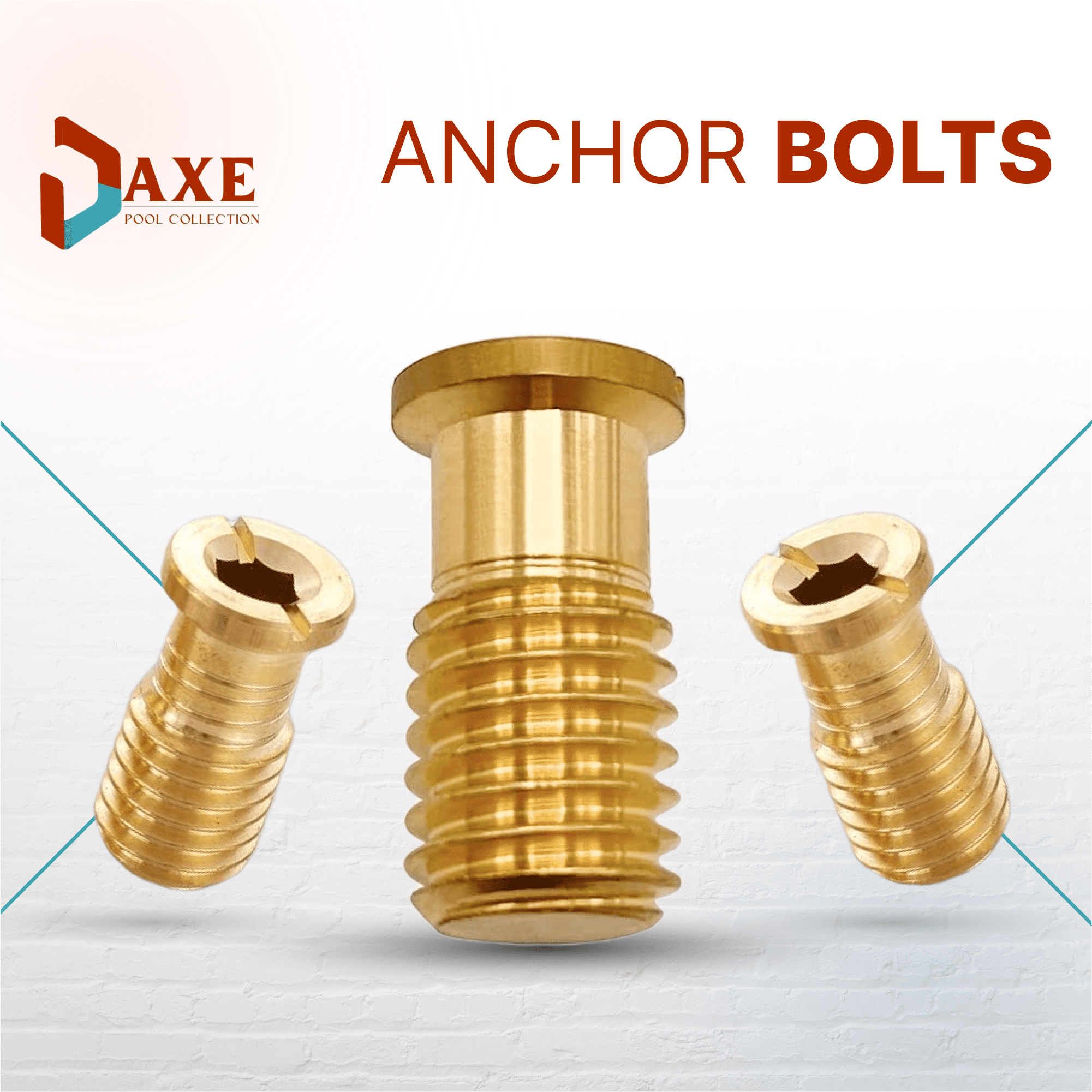 AXE Pool Collection Universal Threaded Brass Insert Screw Bolt, 9/16" x 1-1/8", 25 Pack