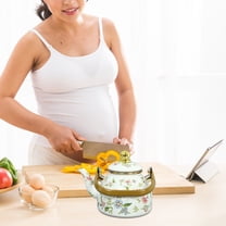 HONMEET Enamel Tea Kettle with Floral Design, Multi-Color Stovetop Water Pot for Daily Use and Kitchen Brewing