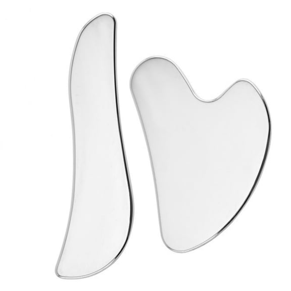 2Pcs Stainless Steel Gua Sha Facial Tools Set, Durable Sliver Metal Face Comb Detail Skin Care Tools, Body and Face Gua Sha Sculpting for Tighten Skin Lymphatic Drainage
