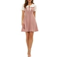 thumbnail image 2 of INSPIRE CHIC Women's Peter Pan Collar Dresses Short Sleeve A-Line Mini Dress S Pink, 2 of 6