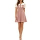 thumbnail image 2 of Vestidos de A-Line de manga corta con cuello Peter Pan para mujeres Inspire Chic, mini vestido S en rosa, 2 of 6