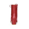 thumbnail image 2 of BLISSFUL STEP Women's Boots Lace Up Block Heels Ankle Combat Boots Red 8, 2 of 6