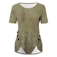 thumbnail image 5 of T Shirts For Women Womens Tops Summer Round Neck Retro Flower Print Irregular Hem Loose Casual Top, 5 of 5