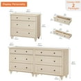 thumbnail image 2 of WAMPAT 6 Drawer Bedroom Dresser, Kids Dresser, Wide Chest of Drawers, Mid Century Modern Wooden Closet Organizer, Large Wood Dresser for Living Room, Nursery, Light Oak, 2 Pack, 2 of 9