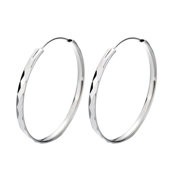 Diamond Cut Sterling Silver Hoop Earrings