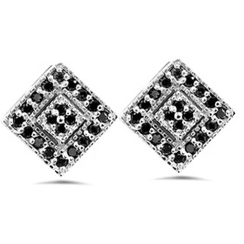 1 3ct Pave Black Diamond Studs 10k White Gold
