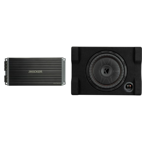 Kicker 52CVTDF122 CVTDF 12" Sub Down Firing enclosure w/ 500 Watt Key Amp Bundle