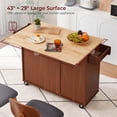 thumbnail image 3 of ZIVACATE Walnut 54" Rolling Kitchen Island Cart with Storage, Large Kitchen Cart with Folding Drop Leaf Breakfast Bar, Wood Island Table for Kitchen with 3 Drawers and Spice Rack & Towel Rack, Brown, 3 of 8