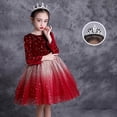 thumbnail image 2 of XQYLOS Girls Sequins Princess Dress Long Sleeve Crewneck High Waist MultiTiere𝖽 Swing Tulle Kids 4-14 Years Pageant Party Prom, 2 of 4