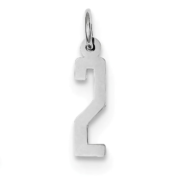 925 Sterling Silver Solid Polished Small Elongated Pol Sport game Number 2 Charm 20x4mm Wide Pendant Necklace for Women