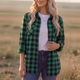 thumbnail image 2 of Textilo Women Plaid Button Down Shackets Long Sleeve Lapel Collar Top with Pockets Blouse Lightweight 2026 Fashion Fall Business Casual Outfits,Dark Green 2XL, 2 of 7