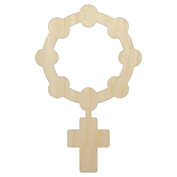 Rosary Catholic Symbol Wood Shape Unfinished Piece Cutout Craft DIY Projects - 4.70 Inch Size - 1/8 Inch Thick
