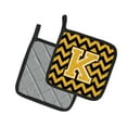 thumbnail image 2 of Caroline's Treasures CJ1053-KPTHD Letter K Chevron Black and Gold Pair of Pot Holders, 7.5HX7.5W, multicolor, 2 of 2