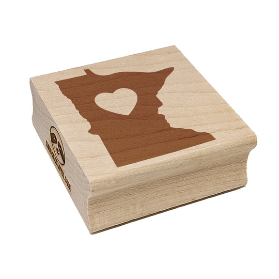 Minnesota State with Heart Square Rubber Stamp Stamping Scrapbooking Crafting - Medium 1.75in