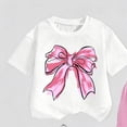 thumbnail image 4 of ECHFIPROM Big Girls Summer Outfit Short Sleeve Crew Neck Bow Print Top and Cargo Pants 2 Piece Set Casual Sports Age 8-15 Years,Purple,7-8Years, 4 of 6