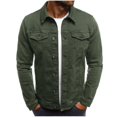 thumbnail image 2 of Chaqueta vaquera para hombre, estilo clásico, ajustado, rasgado, desgastado, informal, estilo camionero, 2 of 5