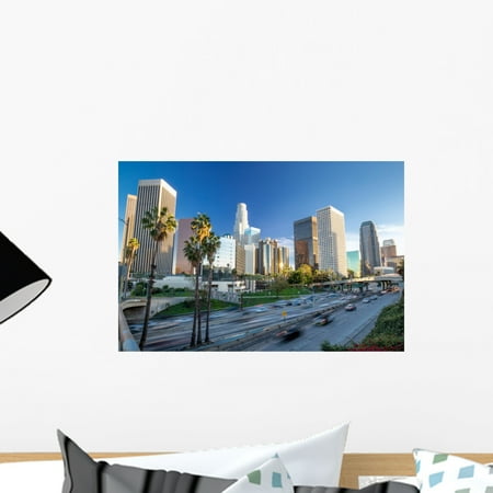 Los Angeles Downtown Buildings Wall Mural Decal Sticker, Wallmonkeys Peel & Stick Vinyl Graphic (18 in W x 12 in