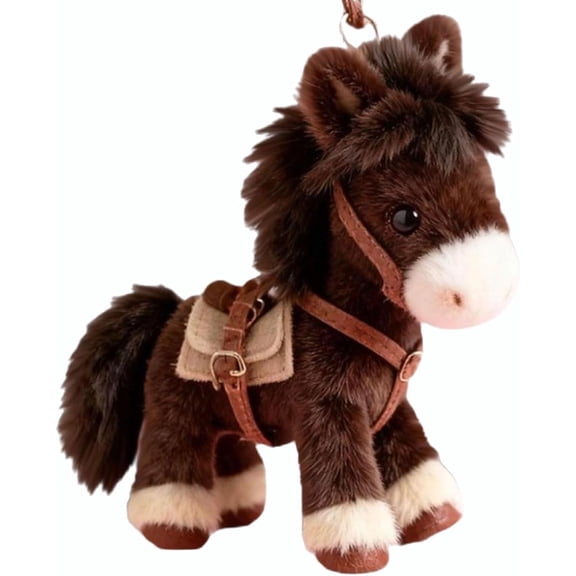2026 New Plush Pony Bag Charm and Keychain, Mini Plush Horse Stuffed Animal with Keychain, Gift for Women Men, 6in, 1PCS