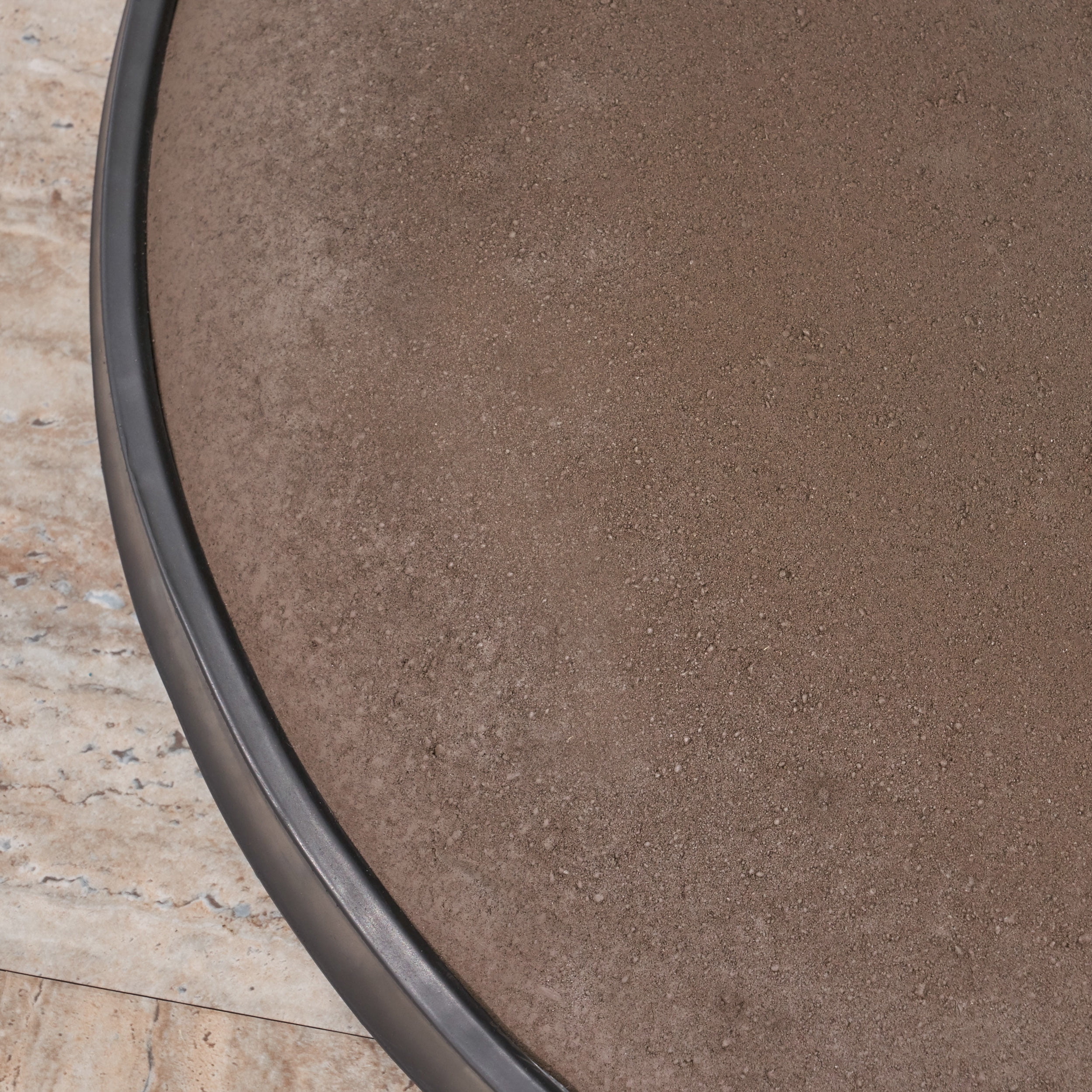 Langdon Outdoor 55 lbs Circular Concrete Umbrella Base, Brown and Black