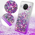 thumbnail image 3 of Nokia X100 Case Liquid Glitter Quicksand Phone Case Bling Diamond 360 Full Body Protectection Cover for Girls Women - Clear/Purple, 3 of 5