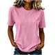 thumbnail image 2 of Neewe Womens Casual Crewneck Plain Short Sleeve Fashion Summer Tops Shirts Loose Fit Daily Outfits, 2 of 8