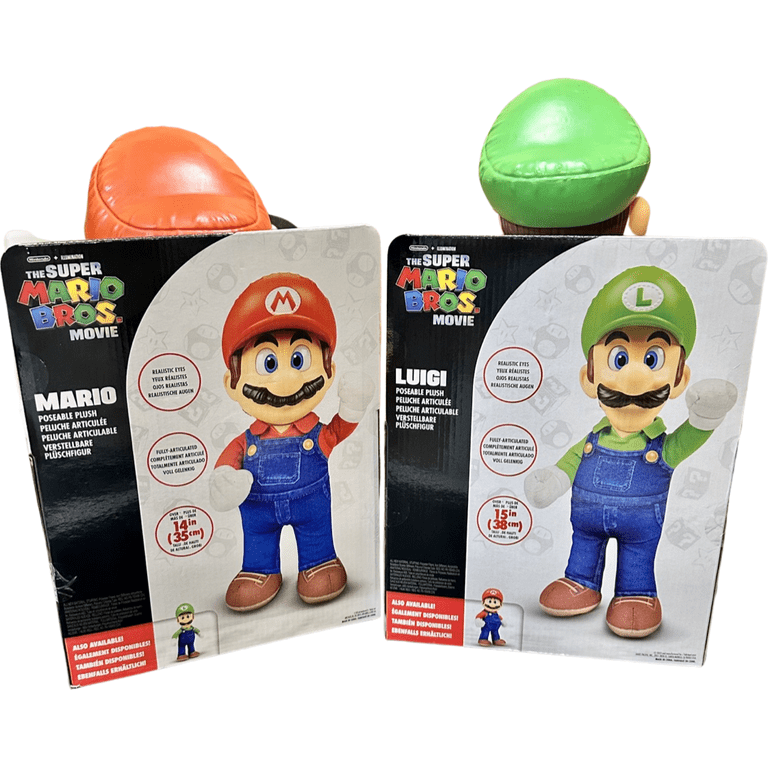 The Super Mario Bros Movie Mario and Luigi Poseable Plush Figures Set of 2  NEW