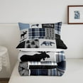 thumbnail image 5 of Rustic Adventure Kids Comforter Set Twin Size,Deer Bear Pine Trees Xmas Bedding Set for Boys Girls Adults Room Decor,Plaids Arrows Wooden Patchwork Down Comforter,Blue Duvet Insert, 5 of 7