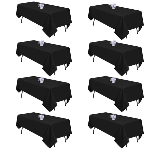 Manteles negros pepmily, paquete de 8 unidades, 152 x 259 cm, para rectángulos de 6 pies