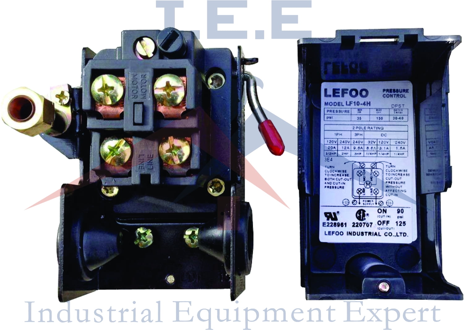 Pressure Switch Control Valve Air Compressor 140-175PSI 1 PORT 20 AMP 