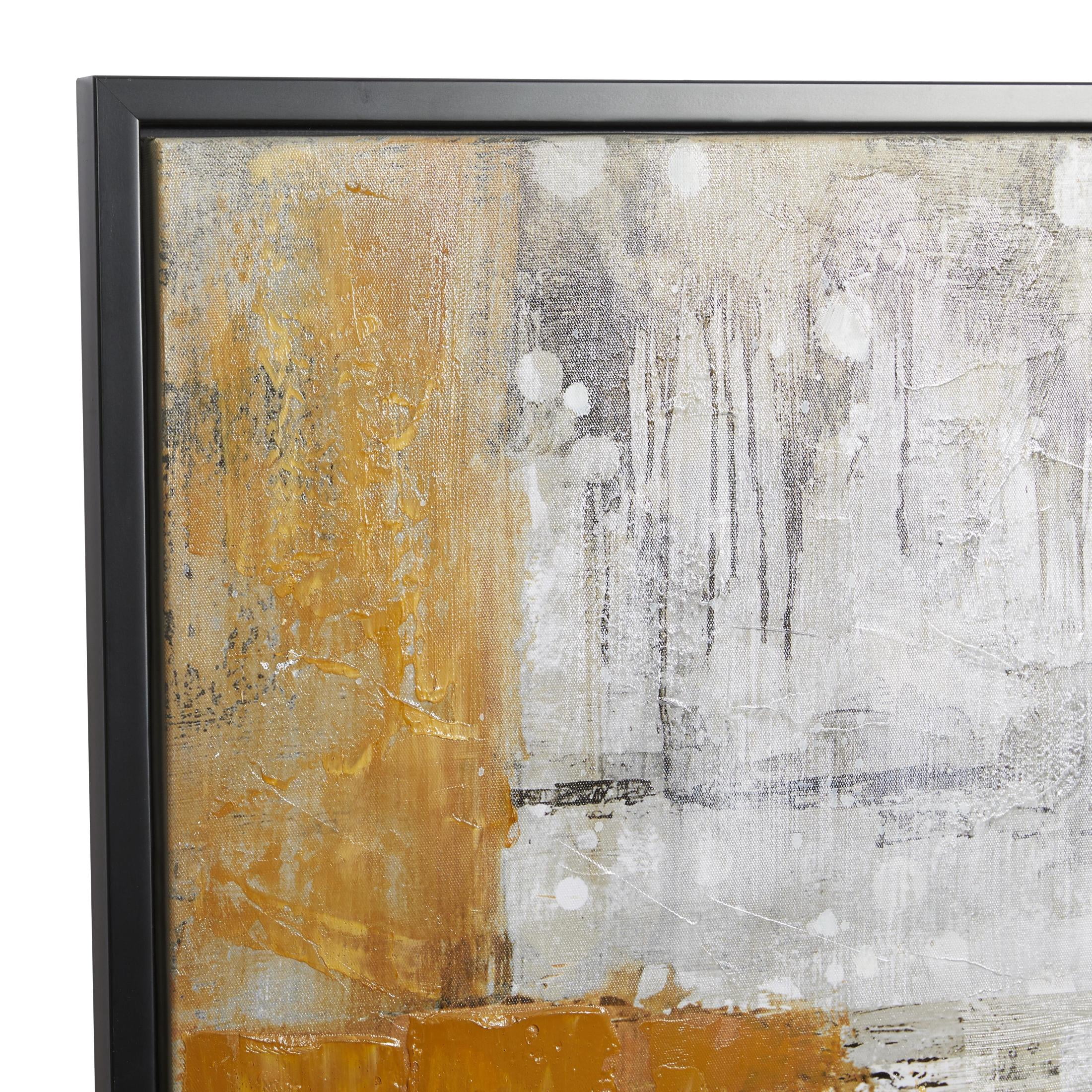 48" x 36" Abstract Framed Wall Art with Black and Yellow Details, by DecMode