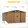 thumbnail image 2 of 10x12 FT Outdoor Storage Shed with Sliding Doors, Extra Large Metal Shed with Open Firewood Bay, Outside Steel Tiny House for Garden, Backyard, Patio Utility, Tool Storage, Yellow, 2 of 9