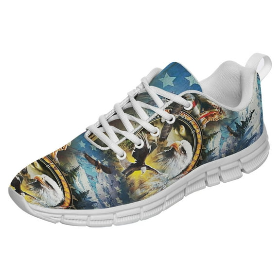 Native American Flag Shoes for Men Women Running Shoes Lightweight Walking Sneakers Mesh Athletic Sport Shoes White Size 3.5