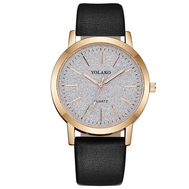 Reloj de cuarzo para mujer, relojes para mujer YOLAKO Reloj de pulsera analógico de cuero de cuarzo casual para mujer