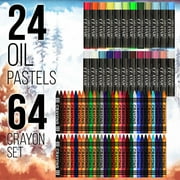 U.S. Art Supply 163-Piece Mega Deluxe Art Painting, Drawing Set in Wood Box, Desk Easel - Artist Paint Pad, 2 Sketch Pads, 24 Watercolor Paint Colors, 24 Oil Pastels, 24 Colored Pencils, 60 Crayons
