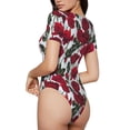 thumbnail image 3 of Naloa Rose Flowers Women's Short-Sleeved Onesie, One-Piece Swimsuit for Parties, dates, clubs - Small, 3 of 9