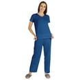 thumbnail image 5 of Inkmeso Womens 2Pcs Solid Nightwear Set Short Sleeves Top & Pajama Sets Soft Cotton Loungewear, 5 of 7