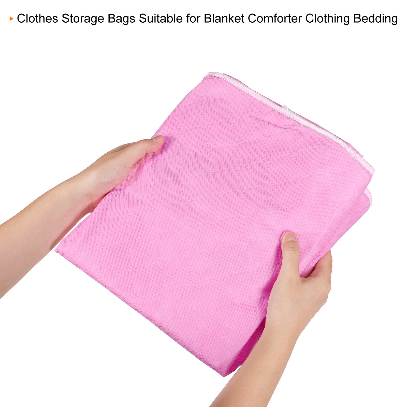 Unique Bargains Clothes Storage Bag Foldable Closet Organizers with Handles Pink