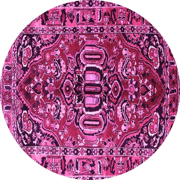 Ahgly Company Indoor Round Persian Pink Traditional Area Rugs, 4' Round