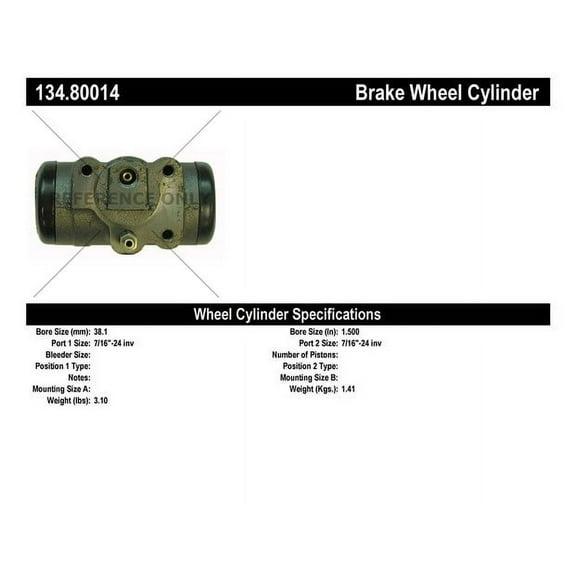 Centric Parts Drum Brake Wheel Cylinder P/N:134.80014