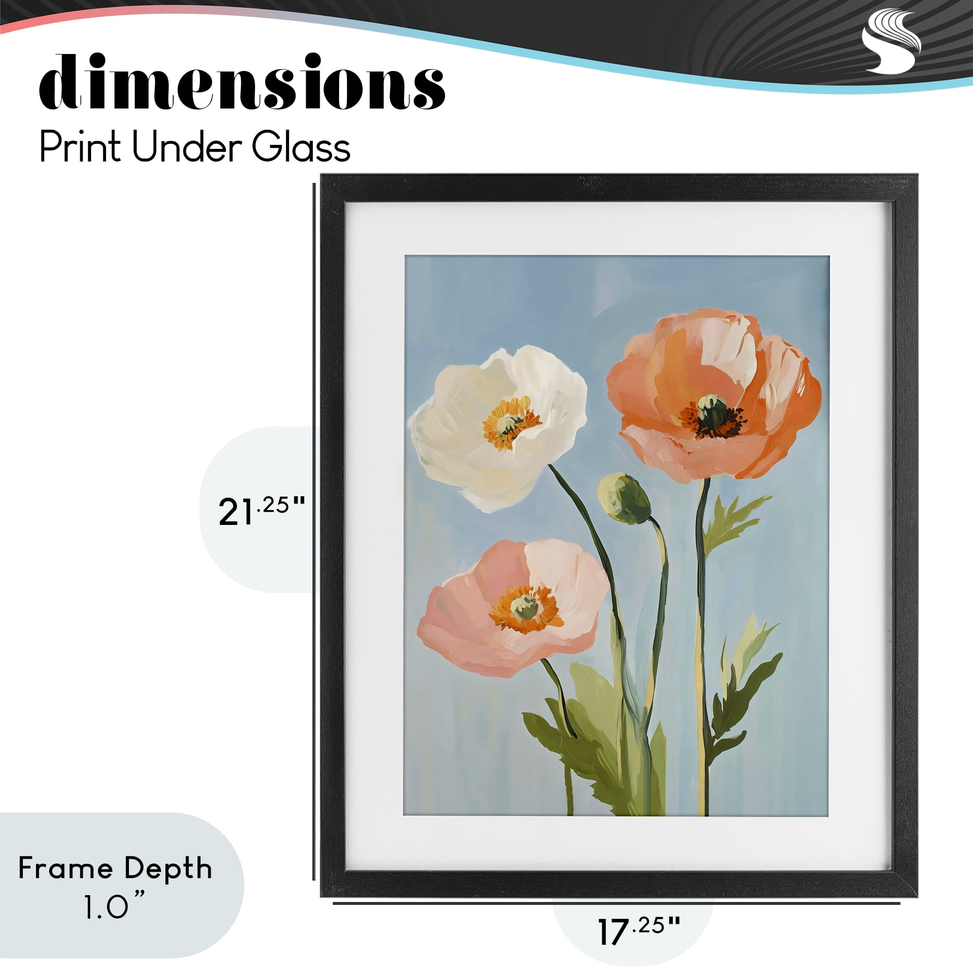 Stupell Industries Pastel Poppy Blooming Trio Black Framed Print Under Glass, design by The Prints Vibe