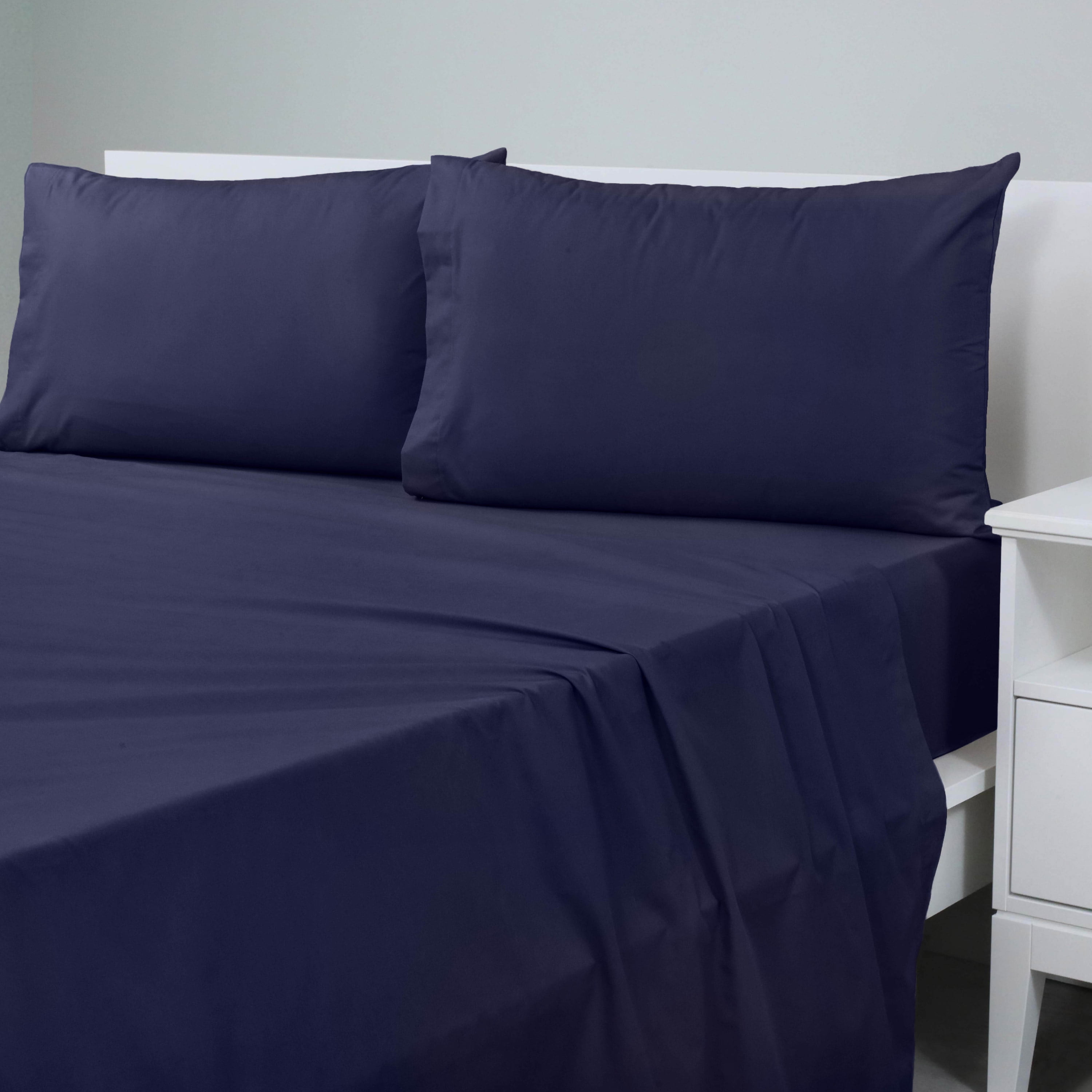Soft Lightweight Brushed Cotton Blend Bed Sheet Set – 3-Piece Twin XL – Navy