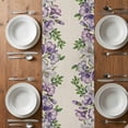 thumbnail image 6 of Purple Flowers Table Runner - 90 Inch Long, Kitchen Dining Table Runner Dresser Scarves, Spring Leaves Floral Plants Beige Farmhouse Decor for Coffee Tables Wedding Party Banquet, 6 of 8